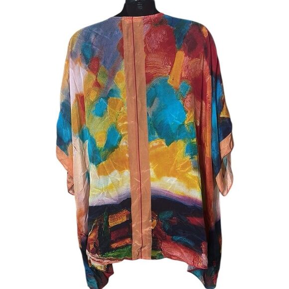 Cocoon house silk long felicity tunic 667 one size colorful artsy abstract - Picture 3 of 5